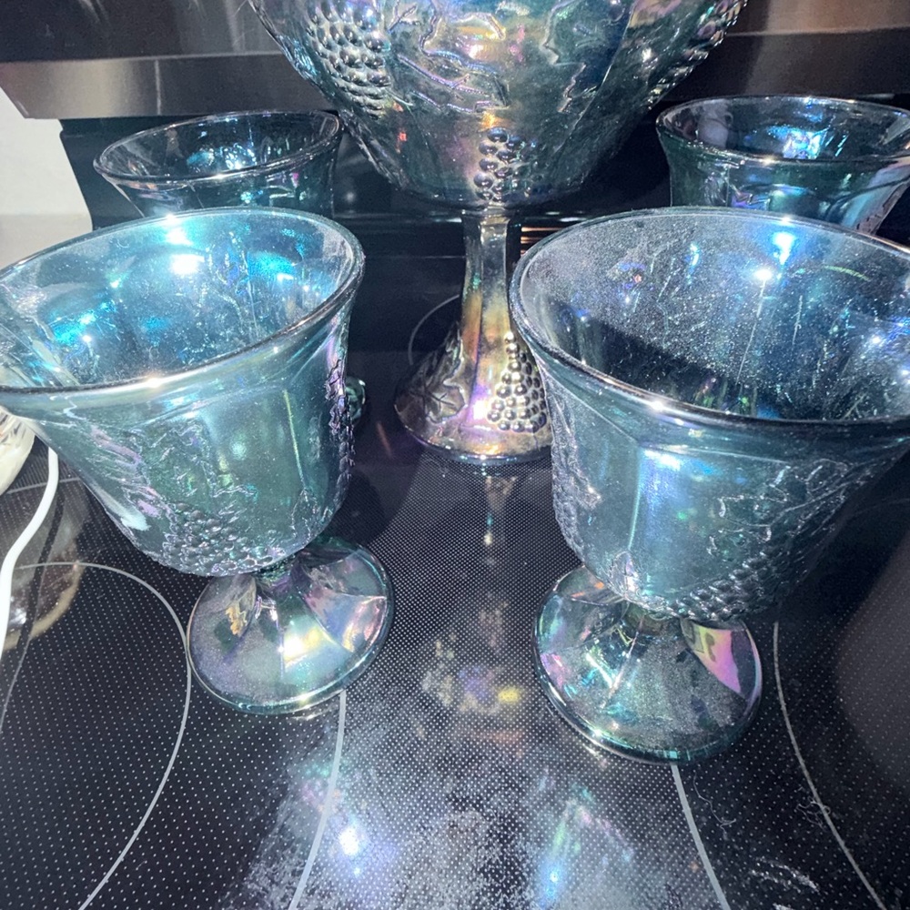 Indiana Glass Iridescent Blue Goblets